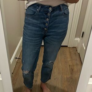 Risen button fly distressed jeans